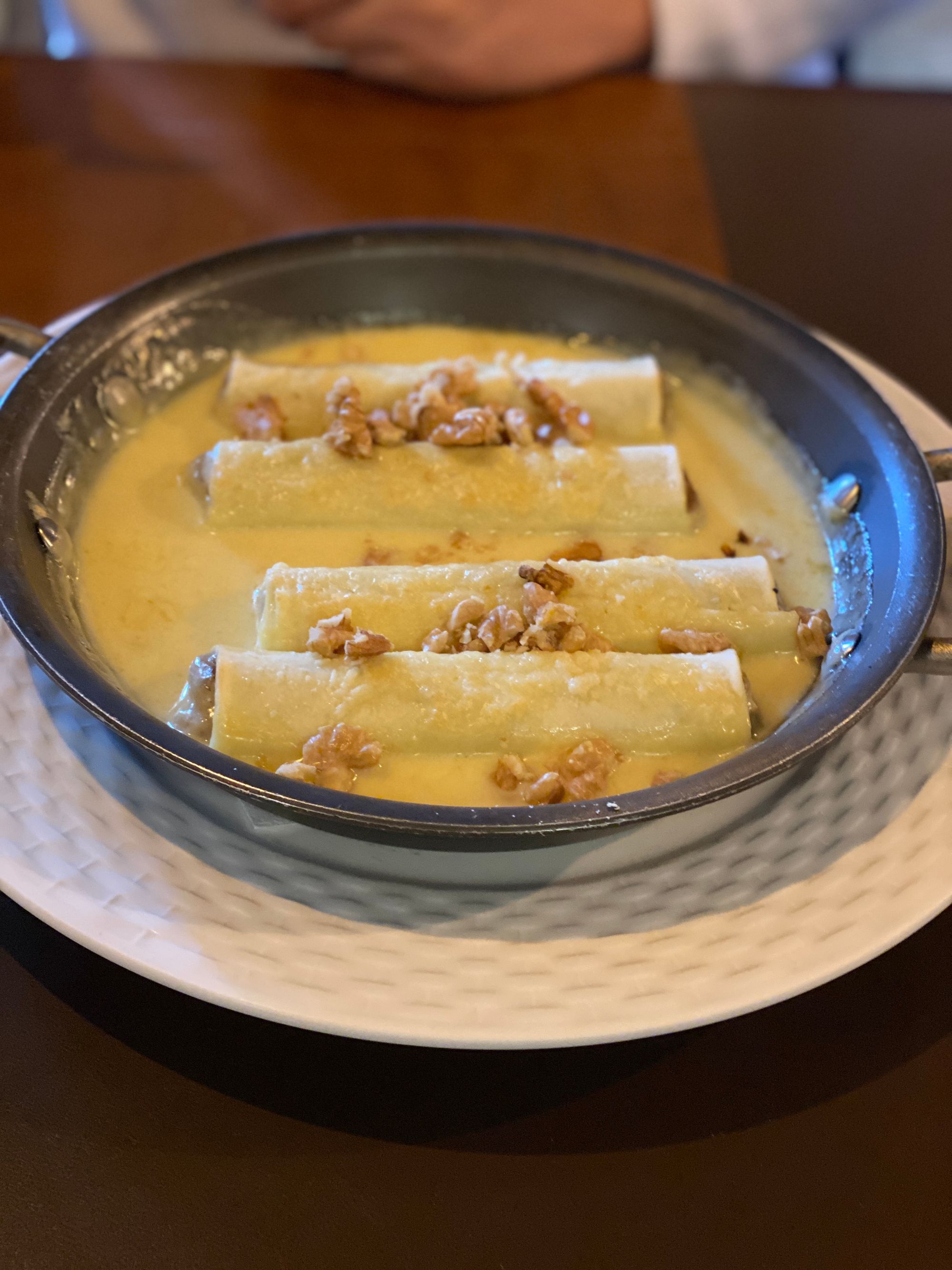 Prato de canneloni de cupim do restaurante La Cucina Piemontese em Alphaville